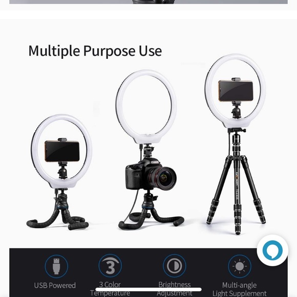 LED ring light with stand and phone holder. Good as new. - Picture 3 of 13